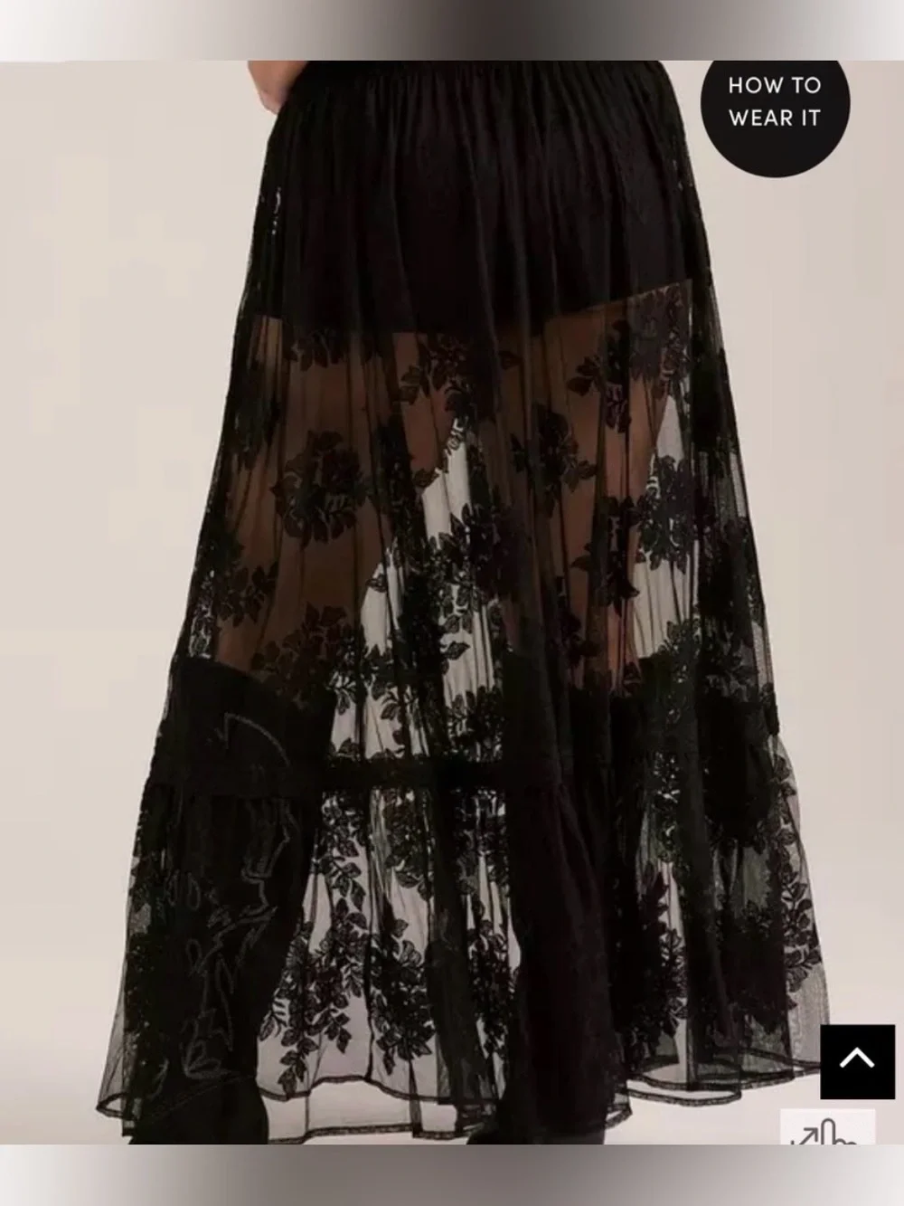 NWT Torrid Festi Black Lace Unlined Maxi Skirt 0X
